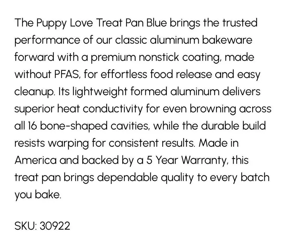 Puppy Love Nordic Ware baking sheet dog bone treats - makes 16